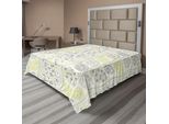 Abakuhaus Lenzuolo Grigio, Motivo Foglie Con Strisce E Rami, Motivo Floreale Autunnale Ripetuto In Modo Creativo, Lenzuolo Morbido E Confortevole Per Un Letto Decorativo, 1 Pezzo, 244 Cm X 205 Cm, Grigio Verde