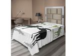 Abakuhaus Lenzuolo Con Corna Di Cervo, Alce, Cervo Rosso, Cerbiatto, Silhouette, Sfondo Bosco, Tema Habitat Naturale, Lenzuolo Morbido E Confortevole Per Un Letto Decorativo, 1 Pezzo, 190 Cm X 100 Cm, Verde Nero