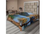 Abakuhaus Lenzuolo Con Motivo Alberi, Stagione Autunnale Tra Lago E Montagna Tema Naturale Asiatico Alberi Autunnali Nella Natura Selvaggia, Lenzuolo Morbido E Confortevole Per Un Letto Decorativo 1 Pezzo 260 Cm X 228 Cm, Arancione Verde