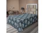 Abakuhaus Lenzuolo In Damasco, Motivo Floreale Popolare, Foglia Stilizzata In Damasco, Motivo Dettagliato, Stile Retrò, Immagine Artistica, Lenzuolo Morbido E Confortevole Per Un Letto Decorativo, 1 Pezzo, 260 Cm X 168 Cm, Grigio Bianco