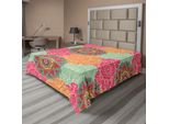 Abakuhaus Lenzuolo Mandala, Motivi Mandala Antichi Cerchi In Colori Vintage Ornamenti Tribali Nativi, Lenzuolo Morbido E Confortevole Per Un Letto Decorativo 1 Pezzo 244 Cm X 205 Cm, Fucsia Arancione