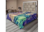 Abakuhaus Lenzuolo Americano, Simboli Di New York: Grattacieli, Ponte Di Brooklyn, Statua Della Libertà, Bandiera, Lenzuolo Morbido E Confortevole Per Un Letto Decorativo, 1 Pezzo, 260 Cm X 228 Cm, Rosso, Blu, Bianco