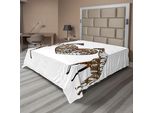 Abakuhaus Lenzuolo Africano, Illustrazione Di Giraffe Compagni Dell'anima, Un Enorme Cuore Amore Nella Natura, Morbido E Confortevole Lenzuolo Superiore Per Un Letto Decorativo, 1 Pezzo, 275 Cm X 260 Cm, Marrone E Bianco