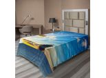 Abakuhaus Lenzuolo Nautico, Vista Panoramica Da Sogno Con Grande Nave Mercantile Nell'oceano, Stampa, Lenzuolo Morbido E Confortevole Per Un Letto Decorativo, 1 Pezzo, 260 Cm X 168 Cm, Blu