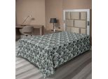 Abakuhaus Lenzuolo In Damasco, Motivo Sagomato Foglie Modulari Occidentali Rayon, Linee Con Fiori Ricurvi, Lenzuolo Superiore Morbido E Confortevole Per Un Letto Decorativo 1 Pezzo 260 Cm X 168 Cm, Marrone Verde Acqua