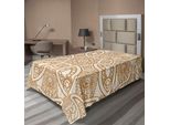 Abakuhaus Lenzuolo Beige, Motivo Etnico Quadrato E Arrotondato In Stile Asiatico Orientale Con Grafica Dimensionale, Lenzuolo Morbido E Confortevole Per Un Letto Decorativo 1 Pezzo 190 Cm X 100 Cm, Color Crema