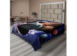 Abakuhaus Lenzuolo, Sistema Solare Pianeti Tutti Insieme Nello Spazio Mercurio Giove Globo Saturno Universo, Morbido E Confortevole Lenzuolo Superiore Per Un Letto Decorativo 1 Pezzo 275 Cm X 260 Cm, Multicolore