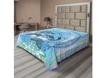 Abakuhaus Lenzuolo Giapponese, Compagni Dell'anima Pesci Etnici Su Sfondo Marino Con Illustrazione Circolare, Lenzuolo Morbido E Confortevole Per Un Letto Decorativo 1 Pezzo 260 Cm X 228 Cm, Viola