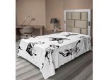Abakuhaus Lenzuolo Olympia, Basket, Calcio, Pallavolo, Cricket, Tennis, Giochi, Atleti, Stampa Illustrativa, Lenzuolo Morbido E Confortevole Per Un Letto Decorativo, 1 Pezzo, 260 Cm X 168 Cm, Bianco E Nero