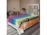 Abakuhaus Lenzuolo Olympia, Illustrazione Di Maratoneta Donna Su Strisce Verticali Colorate, Lenzuolo Morbido E Confortevole Per Un Letto Decorativo 1 Pezzo 190 Cm X 100 Cm, Arancione Viola Blu
