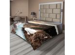 Abakuhaus Lenzuolo Yellowstone, Canyon A Yellowstone Cielo Drammatico Nuvole Scure Scenario Sole Foto, Morbido E Confortevole Lenzuolo Superiore Per Un Letto Decorativo 1 Pezzo 244 Cm X 205 Cm, Marrone