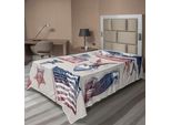 Abakuhaus Lenzuolo Americano, Emblemi Nazionali Vintage Degli Stati Uniti, Stile Tradizionale Abraham Lincoln Aquila Statua Della Libertà, Lenzuolo Morbido E Confortevole Per Un Letto Decorativo 1 Pezzo 260 Cm X 168 Cm, Bianco