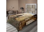 Abakuhaus Lenzuolo Vintage, Strade Acciottolate, Case In Pietra Arenaria E Persiane Immagine Turistica, Lenzuolo Morbido E Confortevole Per Un Letto Decorativo 1 Pezzo 260 Cm X 168 Cm, Color Crema