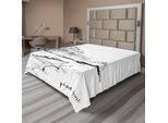 Abakuhaus Lenzuolo Con Disegno, Vista Di Una Pineta Attraverso Un Lago Con Montagne E Paesaggio Rurale, Morbido E Confortevole Lenzuolo Superiore Per Un Letto Decorativo 1 Pezzo 244 Cm X 205 Cm, Bianco Nero
