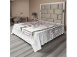 Abakuhaus Lenzuolo Invernale, Panchina Nel Parco In Una Fredda Giornata Invernale Nevosa Con Vento Forte, Immagine Festiva, Lenzuolo Morbido E Confortevole Per Un Letto Decorativo, 1 Pezzo, 244 Cm X 205 Cm, Bianco Marrone