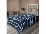 Abakuhaus Lenzuolo Blu Navy, Nodi Marini Orizzontali, Corde, Nodo Bolina, Tema Marinaro, Morbido E Confortevole Lenzuolo Superiore Per Un Letto Decorativo, 1 Pezzo, 190 Cm X 100 Cm, Blu E Bianco