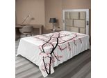 Abakuhaus Lenzuolo Con Fiori, Ciliegio Rosa Illustrazioni Floreali Cultura Asiatica A Tema, Lenzuolo Morbido E Confortevole Per Un Letto Decorativo 1 Pezzo 260 Cm X 168 Cm, Rosa Nero