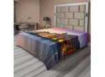 Abakuhaus Vista Della Città Lenzuolo, Città Mediterranea Camogli Dall'italia Alba Paesaggio Scenografico Colorato, Morbido E Confortevole Lenzuolo Superiore Per Un Letto Decorativo 1 Pezzo 244 Cm X 205 Cm, Giallo Pesca