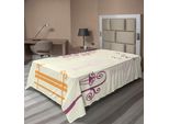 Abakuhaus Lenzuolo Naturale, Colori Pastello Immagine Naturale Linee Sinuose Gabbiani Panchina E Alberi Sagome Parco, Lenzuolo Morbido E Confortevole Per Un Letto Decorativo 1 Pezzo 190 Cm X 100 Cm, Viola