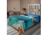 Abakuhaus Lenzuolo Yellowstone, Primavera Calda E Limpida Foresta Sempreverde Yellowstone Neve Inverno Vista, Lenzuolo Morbido E Confortevole Per Un Letto Decorativo 1 Pezzo 190 Cm X 100 Cm, Blu Turchese