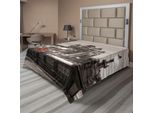 Abakuhaus Lenzuolo Bianco E Nero, Tema Londra, Ponte Della Torre Nella Famosa Città Europea, Morbido E Confortevole Lenzuolo Superiore Per Un Letto Decorativo 1 Pezzo 266 Cm X 260 Cm, Grigio Taupe Rosso
