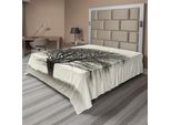 Abakuhaus Lenzuolo Bianco E Nero, Albero Solitario In Un Campo Con Molti Rami Spogli - Paesaggio Autunnale, Morbido E Confortevole Lenzuolo Superiore Per Un Letto Decorativo 1 Pezzo 266 Cm X 260 Cm, Avorio Grigio Scuro