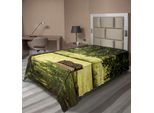 Abakuhaus Lenzuolo Da Letto, Panchina Di Legno Sotto Un Grande Albero Ombroso Nel Parco Nazionale, Scenario Fresco E Tranquillo, Lenzuolo Morbido E Confortevole Per Un Letto Decorativo, 1 Pezzo, 260 Cm X 168 Cm, Verde Marrone