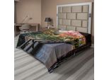 Abakuhaus Lenzuolo Giapponese, Paesaggio Boschivo Da Un Balcone Di Legno Nel Paradiso Autunnale Stampa Con Acero, Lenzuolo Morbido E Confortevole Per Un Letto Decorativo 1 Pezzo 266 Cm X 260 Cm, Verde Marrone