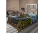 Abakuhaus Lenzuolo Con Paesaggio, Cascata Paesaggio Al Tramonto Islandese Tema Naturale, Morbido E Confortevole Lenzuolo Superiore Per Un Letto Decorativo 1 Pezzo 260 Cm X 168 Cm, Multicolore