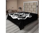 Abakuhaus Lenzuolo Giapponese, Antico Elmo Da Battaglia, Motivo Mitologico Spirituale Medievale Orientale, Lenzuolo Morbido E Confortevole Per Un Letto Decorativo, 1 Pezzo, 275 Cm X 260 Cm, Bianco E Nero