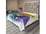 Abakuhaus Lenzuolo Con Disegno, Simpatica Scimmia Con Sfondo Geometrico Artistico Acquerellato, Morbido E Confortevole Lenzuolo Superiore Per Un Letto Decorativo 1 Pezzo 260 Cm X 228 Cm, Multicolore