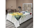 Abakuhaus Lenzuolo Tropicale Con Animali, Tucano Con Fiori Esotici Di Ibisco E Orchidea, Foglie Di Palma, Lenzuolo Morbido E Confortevole Per Un Letto Decorativo, 1 Pezzo, 260 Cm X 168 Cm, Multicolore