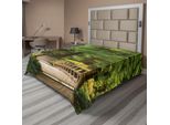 Abakuhaus Lenzuolo Giapponese, Ponte Di Legno Sopra Uno Stagno Nel Giardino, Tranquillità All'ombra Dell'albero, Tranquillità Nella Natura, Lenzuolo Morbido E Confortevole Per Un Letto Decorativo, 1 Pezzo, 275 Cm X 260 Cm, Verde Marrone