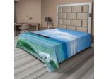Abakuhaus Lenzuolo Nautico, Motivo Tematico Nave Nel Mondo Acquatico Con Nuvole, Paesaggio Diurno, Lenzuolo Morbido E Confortevole Per Un Letto Decorativo, 1 Pezzo, 244 Cm X 205 Cm, Blu