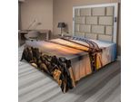 Abakuhaus Lenzuolo Paesaggistico, Tramonto Vista Serale Immagine Porta Dell'inferno E Ponte Astoria Queens America, Lenzuolo Morbido E Confortevole Per Un Letto Decorativo 1 Pezzo 275 Cm X 260 Cm, Marrone Blu