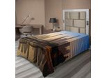 Abakuhaus Lenzuolo Paesaggistico, Skyline Di Shanghai All'alba, Ponti Storici Waibaidu, Cina. Lenzuolo Superiore Morbido E Confortevole Per Un Letto Decorativo. 1 Pezzo 260 Cm X 168 Cm, Marrone Blu.