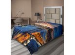 Abakuhaus Lenzuolo Con Stampa Paesaggio, Tramonto Su Manhattan E Brooklyn Bridge, Lenzuolo Morbido E Confortevole Per Un Letto Decorativo, 1 Pezzo, 260 Cm X 168 Cm, Multicolore