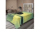 Abakuhaus Lenzuolo Naturale, Solo Con Riflessi Nell'acqua, Silhouette Di Gabbiani, Paesaggio Naturale, Lenzuolo Morbido E Confortevole Per Un Letto Decorativo, 1 Pezzo, 260 Cm X 168 Cm, Giallo Verde