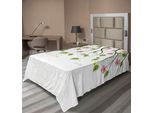 Abakuhaus Lenzuolo Con Fiori, Ramo Con Foglie E Fiori, Illustrazione Cartoon, Infanzia Felice, Estate, Natura, Arte, Lenzuolo Morbido E Confortevole Per Un Letto Decorativo, 1 Pezzo, 190 Cm X 100 Cm, Verde Rosa