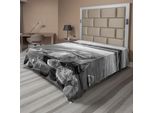 Abakuhaus Lenzuolo Bianco E Nero, Rocce Nell'acqua Sulla Riva Del Lago In Autunno, Isolamento, Tranquillità, Ambiente, Lenzuolo Morbido E Confortevole Per Un Letto Decorativo, 1 Pezzo, 244 Cm X 205 Cm, Bianco E Nero