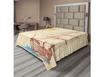 Abakuhaus Lenzuolo Nautico, Motivo Marino Barca A Vela Nel Mare Ventoso Con Galeone Che Saluta Spruzzato Dal Sole, Lenzuolo Superiore Morbido E Confortevole Per Un Letto Decorativo 1 Pezzo 244 Cm X 205 Cm, Crema Marrone