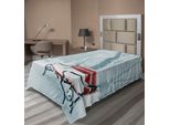 Abakuhaus Lenzuolo Da Letto, Serie Di Panchine Rosse Ghiacciate In Un Sentiero Del Parco Misty Crystalline Nella Foto Della Foresta, Lenzuolo Morbido E Confortevole Per Un Letto Decorativo 1 Pezzo 260 Cm X 168 Cm, Bianco
