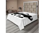 Abakuhaus Lenzuolo Panda, Simpatico Panda Con Adorabili Illustrazioni Cartoon, Morbido E Confortevole Lenzuolo Superiore Per Un Letto Decorativo 1 Pezzo 266 Cm X 260 Cm, Bianco Nero