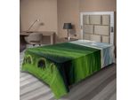 Abakuhaus Lenzuolo Paesaggio, Colline Al Tramonto, Cielo Nuvoloso, Natura Diurna, Lenzuolo Morbido E Confortevole Per Un Letto Decorativo, 1 Pezzo, 190 Cm X 100 Cm, Verde