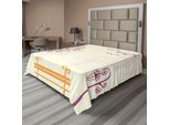 Abakuhaus Lenzuolo Naturale, Colori Pastello Immagine Naturale Linee Sinuose Gabbiani Panchina E Alberi Sagome Parco, Lenzuolo Morbido E Confortevole Per Un Letto Decorativo 1 Pezzo 260 Cm X 228 Cm, Viola