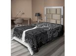Abakuhaus Lenzuolo Grigio, Illustrazione Artistica Di Un Albero Con Rami In Crescita Allegra Erba Stagionale Stirata Dalla Natura, Morbido E Confortevole Lenzuolo Superiore Per Un Letto Decorativo 1 Pezzo 190 Cm X 100 Cm, Grigio Bianco