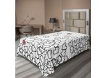 Abakuhaus Lenzuolo Bianco E Nero, Illustrazione Con Cuori, Tema Amore, Sposa, Matrimonio, Morbido E Confortevole Lenzuolo Superiore Per Un Letto Decorativo, 1 Pezzo, 260 Cm X 168 Cm, Nero, Bianco, Rosso