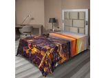 Abakuhaus Vista Della Città Lenzuolo, Panorama Urbano Lisbona Portogallo Tradizionale Città Marittima Cielo Tramonto Immagine Serale, Morbido E Confortevole Lenzuolo Superiore Per Un Letto Decorativo 1 Pezzo 190 Cm X 100 Cm, Marrone