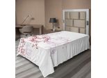 Abakuhaus Lenzuolo Giapponese, Motivo A Spirale Vintage Con Foglie Di Magnolia, Lenzuolo Morbido E Confortevole Per Un Letto Decorativo, 1 Pezzo, 260 Cm X 168 Cm, Bianco E Rosso
