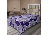 Abakuhaus Lenzuolo Blu Navy, Stampa Grafica Con Pizzo Floreale, Motivo A Fiocchi Di Neve, Stampa Elaborata, Lenzuolo Morbido E Confortevole Per Un Letto Decorativo, 1 Pezzo 190 Cm X 100 Cm, Blu E Bianco